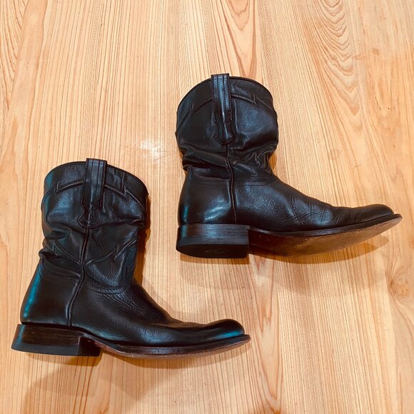 Cuero "The Austin" Leather Western Boots, Black Mens Size 7 D (Womens Size 9) - Picture 1 of 14